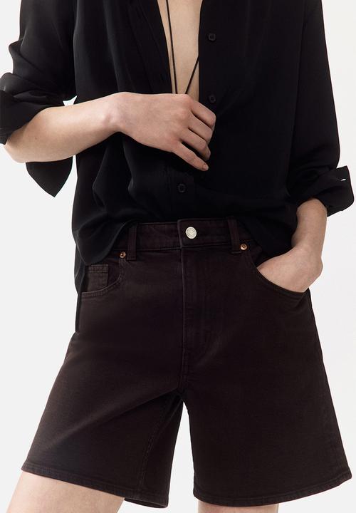 H&M - High-waisted denim shorts - dark brown