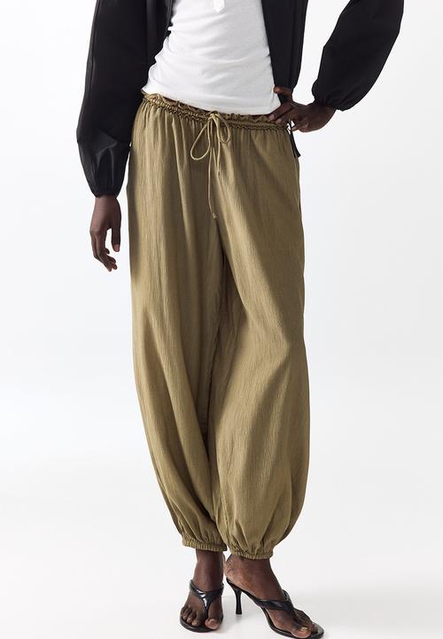 H&M - Balloon drawstring trousers - light khaki green