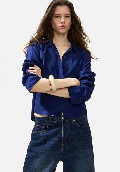H&M - Linen-blend shirt - dark blue