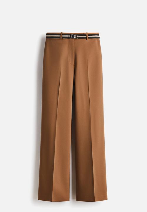 H&M - Belted bootcut trousers - brown