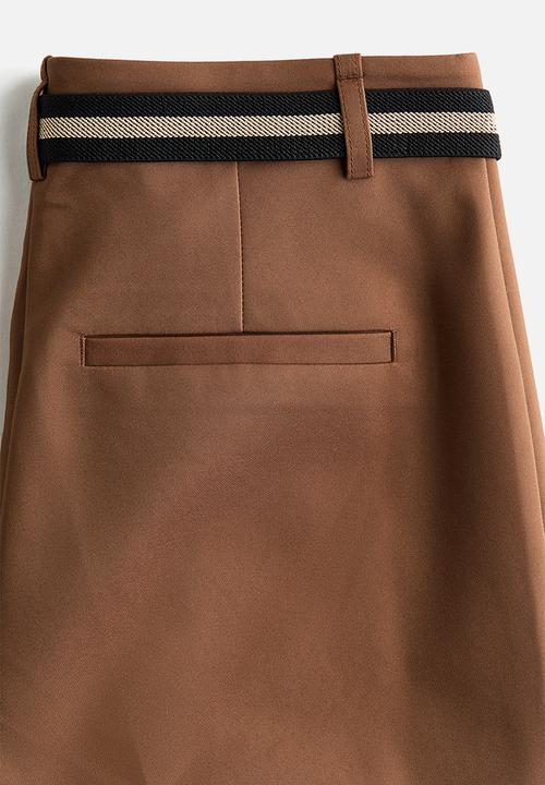 H&M - Belted bootcut trousers - brown