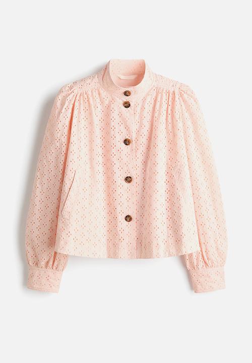 H&M - Broderie anglaise cotton jacket - light pink