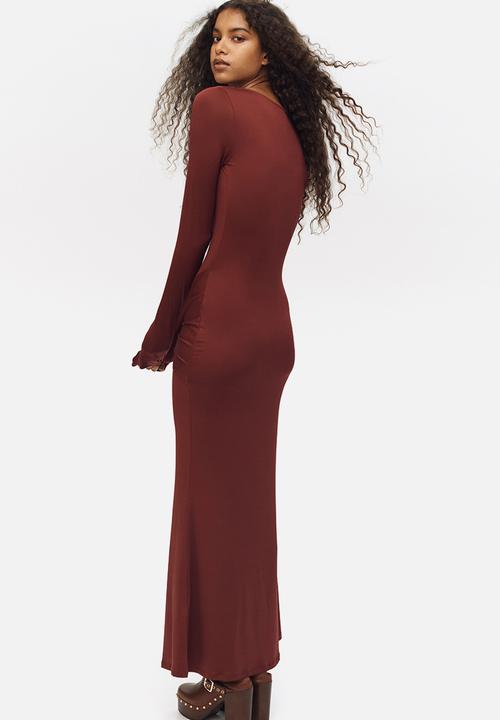 H&M - Tie-detail jersey dress - rust brown
