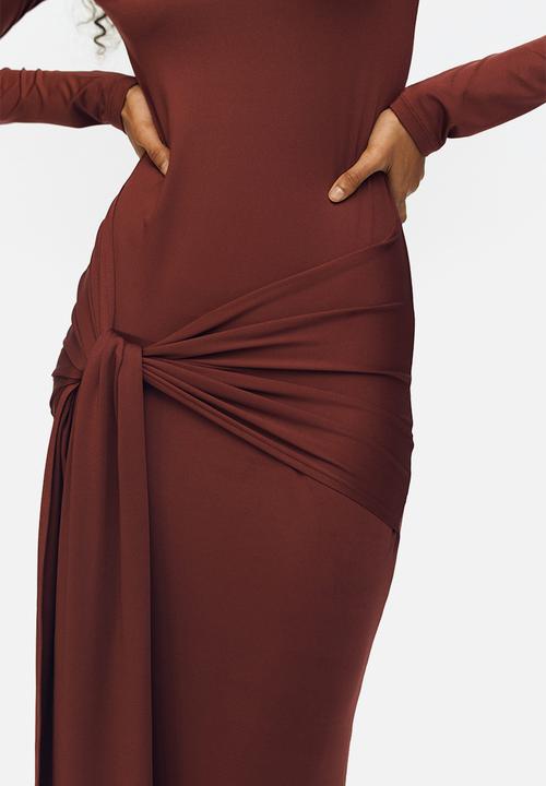 H&M - Tie-detail jersey dress - rust brown