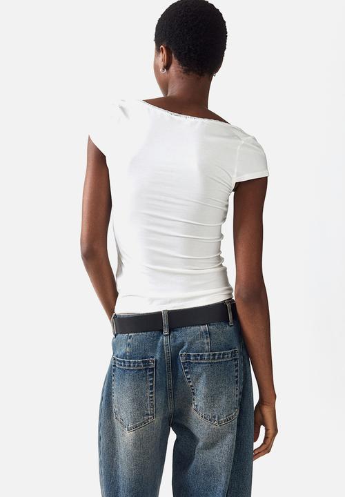 H&M - Lace-trimmed top - white