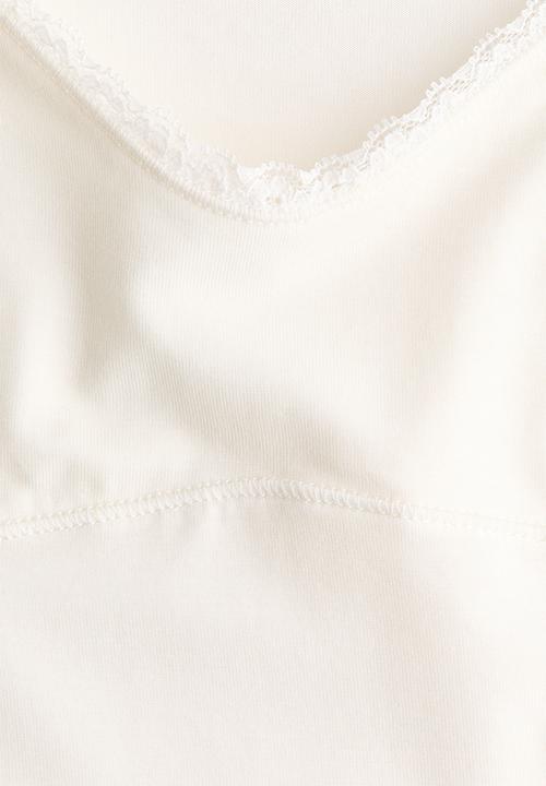 H&M - Lace-trimmed top - white