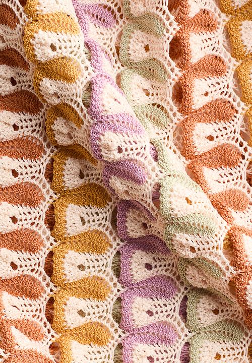 H&M - Crochet-look trousers - light beige/purple/green