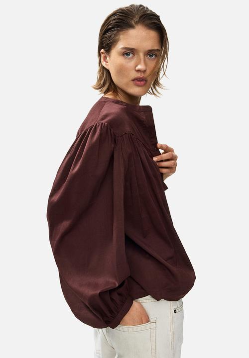 H&M - Oversized blouse - dark rust brown