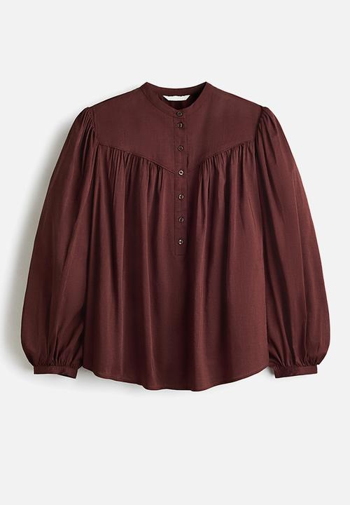 H&M - Oversized blouse - dark rust brown