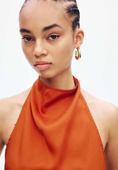 H&M - Asymmetric halterneck top - dark orange