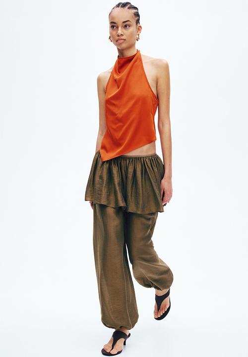 H&M - Asymmetric halterneck top - dark orange
