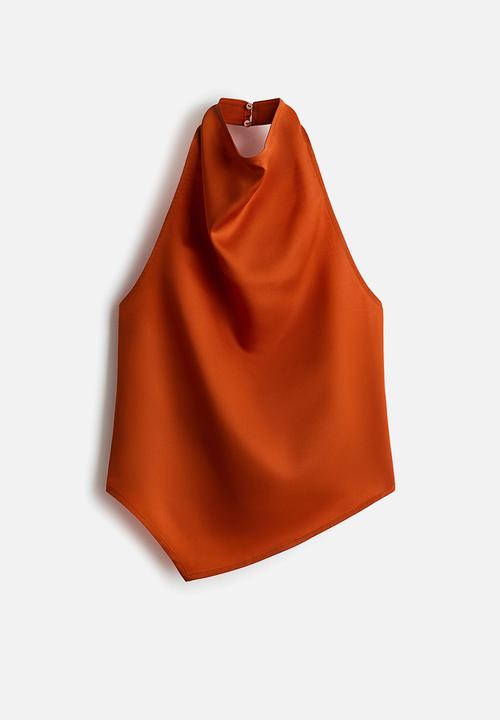 H&M - Asymmetric halterneck top - dark orange