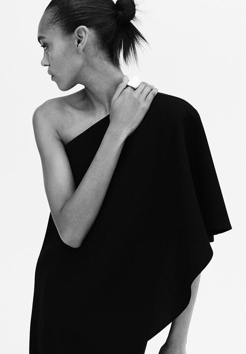 H&M - One-shoulder cape top - black