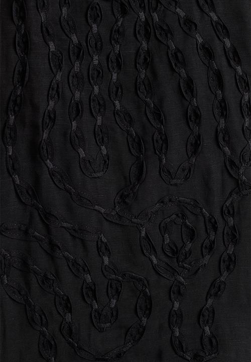 H&M - Embroidered linen-blend blouse - black