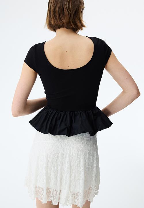 H&M - Flounced lace skirt - white
