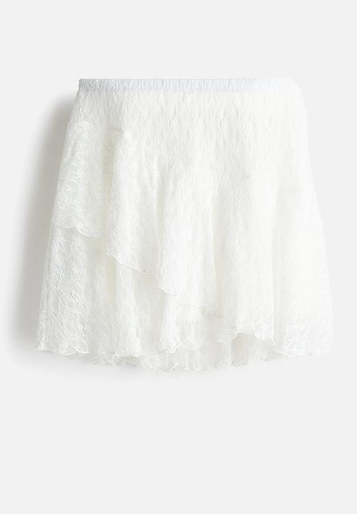 H&M - Flounced lace skirt - white