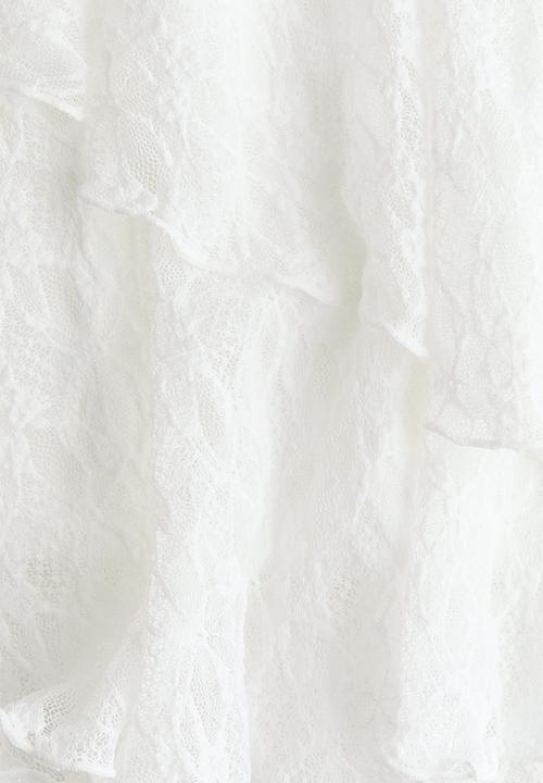 H&M - Flounced lace skirt - white
