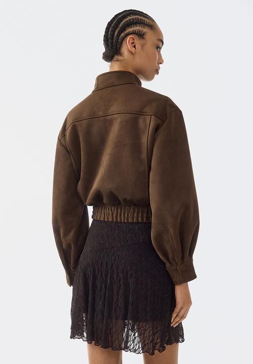 H&M - Flounced lace skirt - dark brown