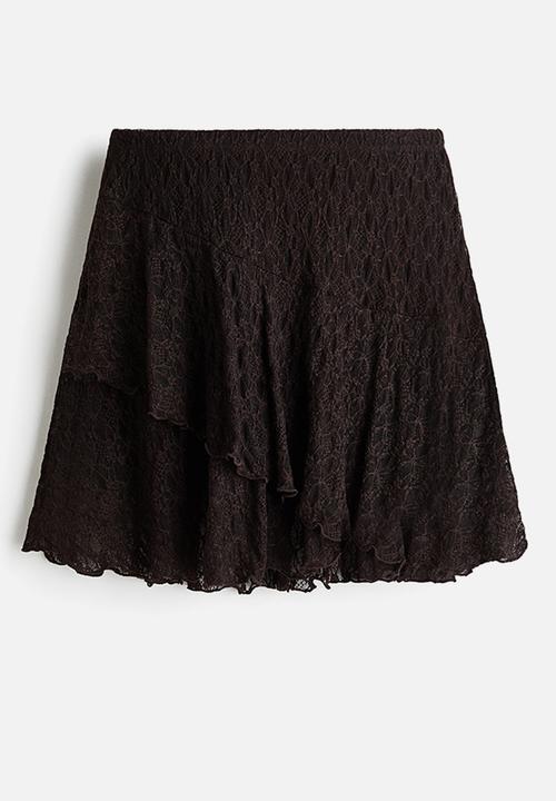 H&M - Flounced lace skirt - dark brown