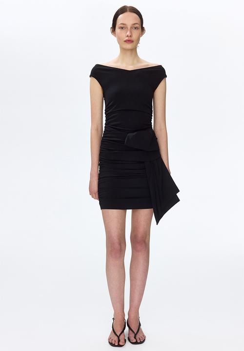 H&M - Draped off-the-shoulder dress - black