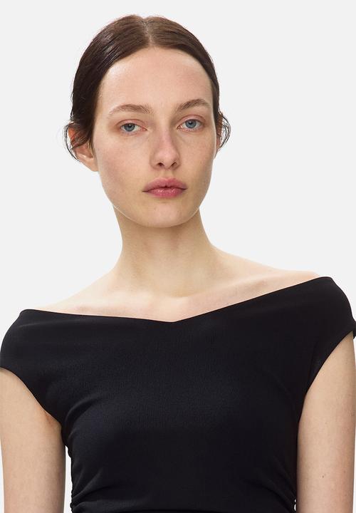 H&M - Draped off-the-shoulder dress - black
