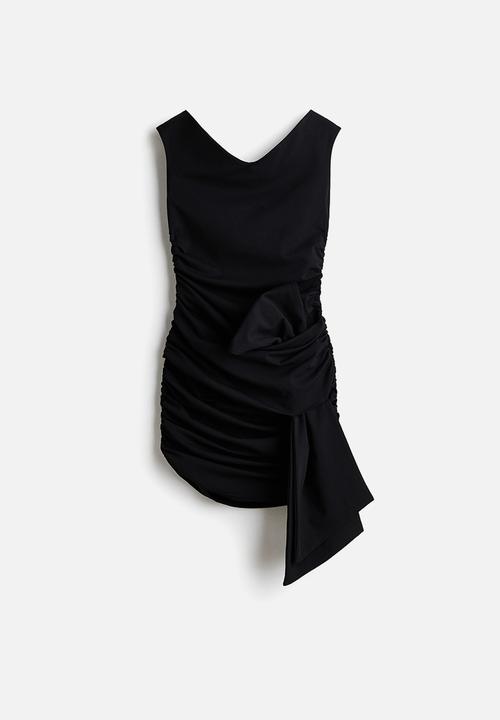 H&M - Draped off-the-shoulder dress - black