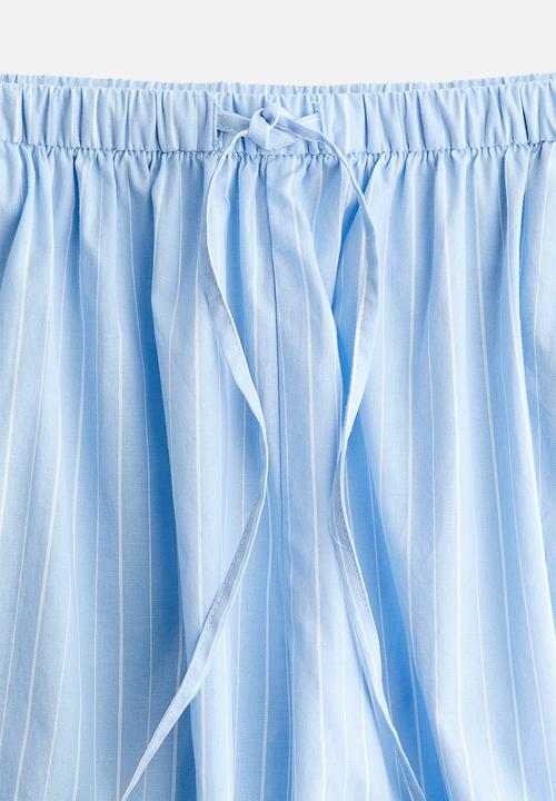 H&M - Cotton balloon trousers - light blue/pinstriped