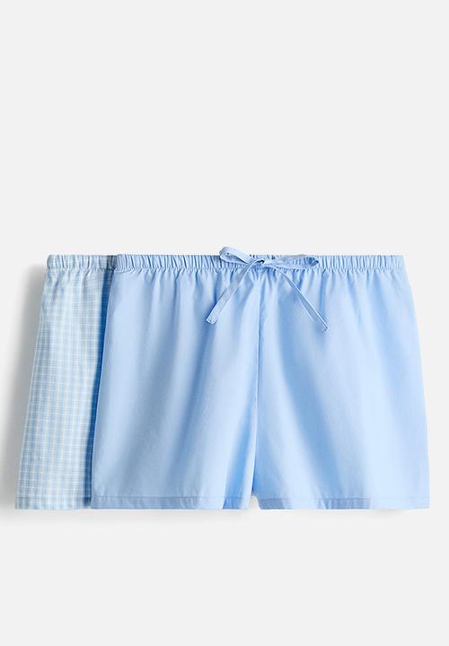 H&M - 2-Pack pyjama shorts - blue/checked