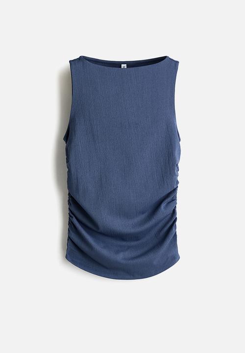 H&M - Ruched jersey top - dark blue