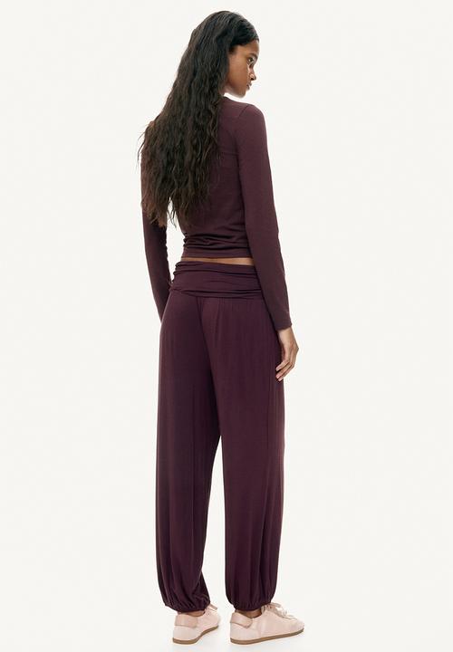 H&M - Viscose balloon trousers - dark plum purple