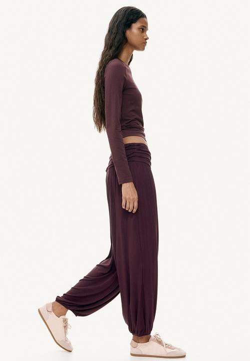 H&M - Viscose balloon trousers - dark plum purple