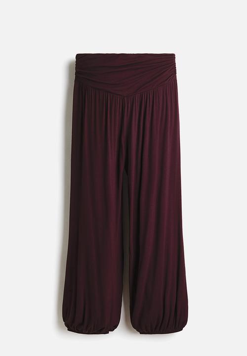 H&M - Viscose balloon trousers - dark plum purple