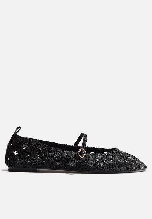 H&M - Straw mary jane ballet flats - black