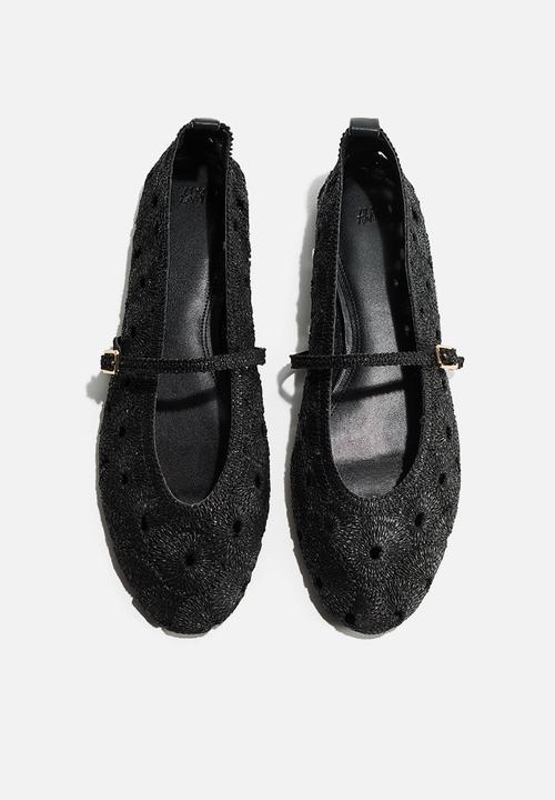 H&M - Straw mary jane ballet flats - black