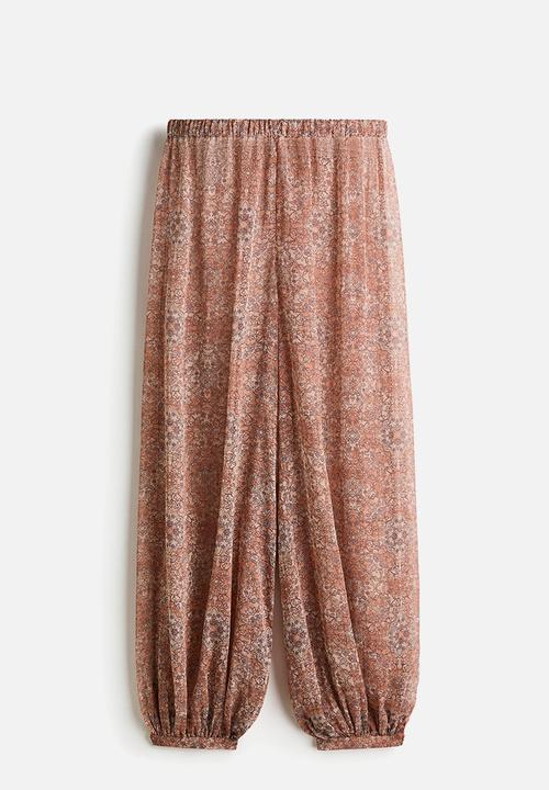 H&M - Balloon-leg pull-on trousers - light pink/floral