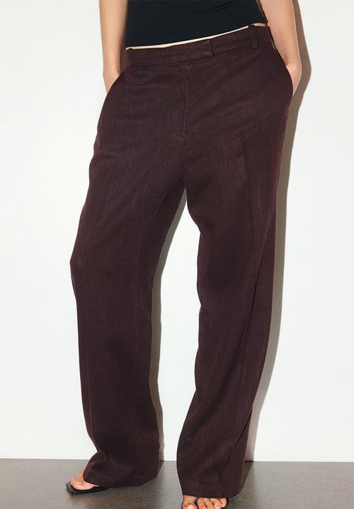 H&M - Linen-blend tailored trousers - dark brown