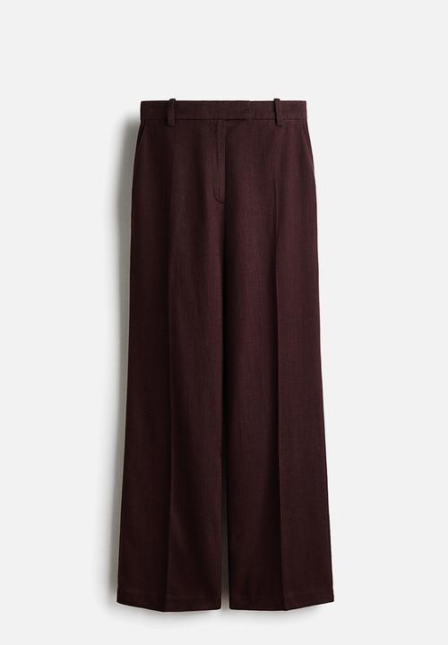 H&M - Linen-blend tailored trousers - dark brown