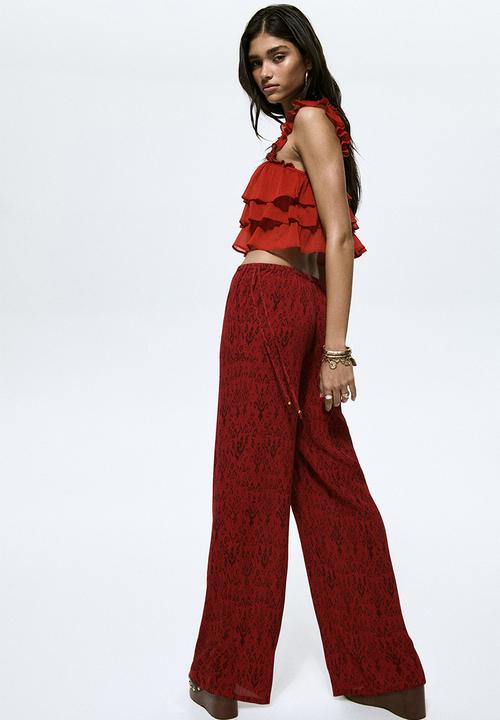 H&M - Viscose drawstring trousers - red/patterned