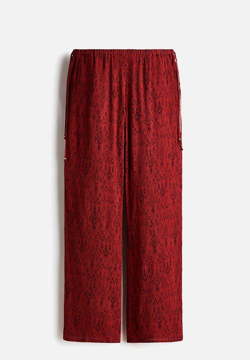 H&M - Viscose drawstring trousers - red/patterned