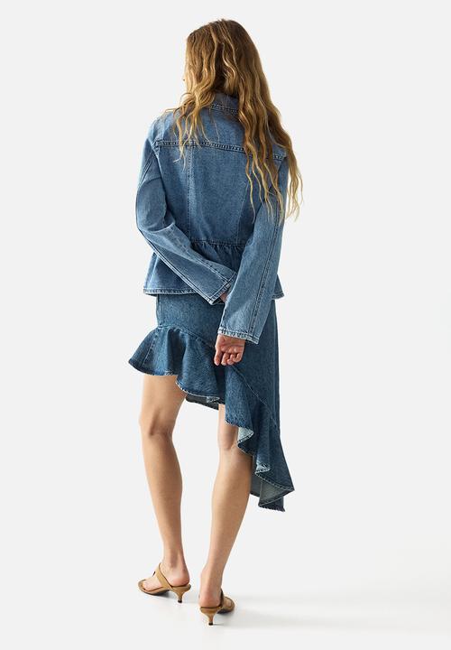 H&M - Asymmetric denim skirt - denim blue