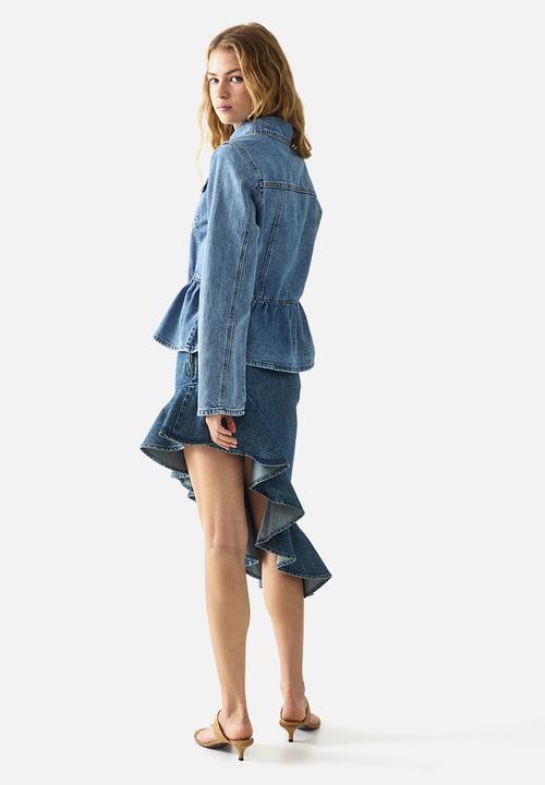 H&M - Asymmetric denim skirt - denim blue