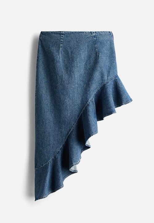 H&M - Asymmetric denim skirt - denim blue
