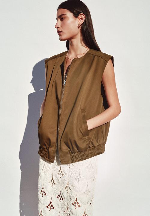 H&M - Twill gilet - dark golden olive