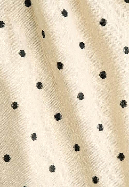 H&M - Linen-blend shorts - pale yellow/polka dot