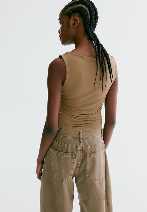 H&M - Draped jersey top - dark beige