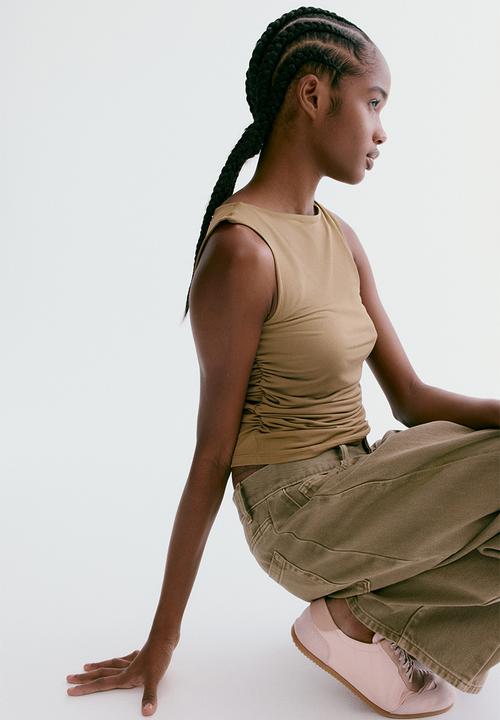 H&M - Draped jersey top - dark beige