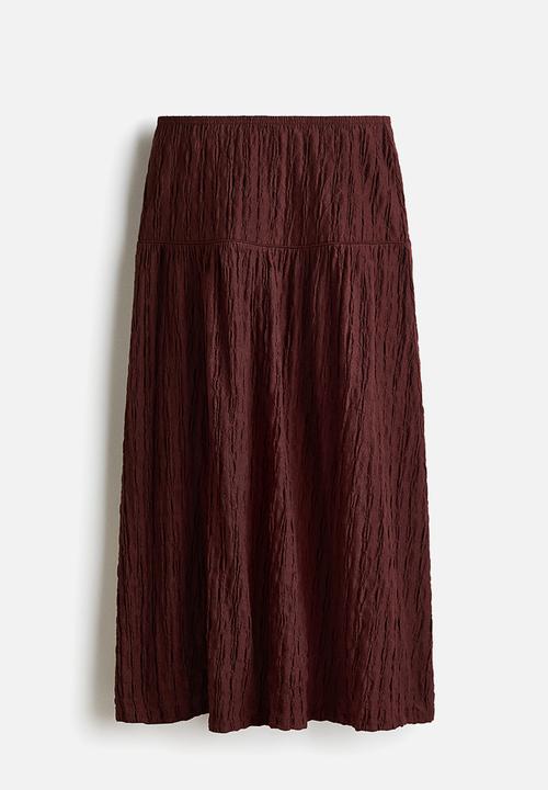 H&M - Textured jersey midi skirt - dark brown