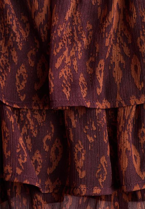 H&M - Tiered crinkled top - burgundy/patterned