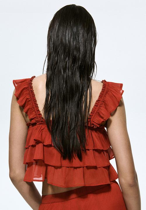 H&M - Tiered crinkled top - red
