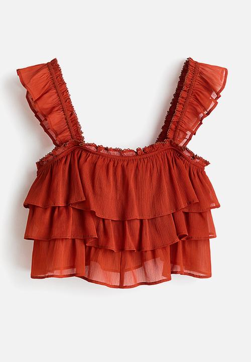 H&M - Tiered crinkled top - red